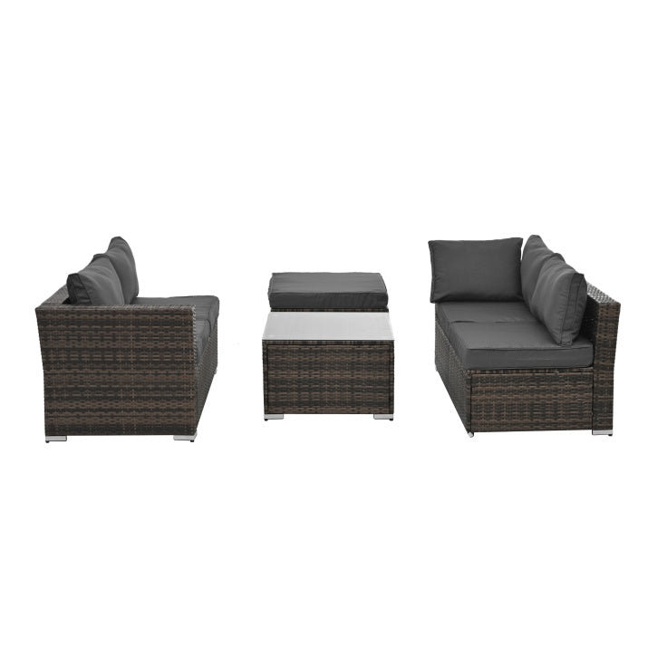 4-Piece PE Wicker Patio Furniture Set with Tempered Glass Coffee Table – Outdoor Conversation Set